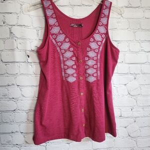 Prana Dark Pink Embroidered Tank Top